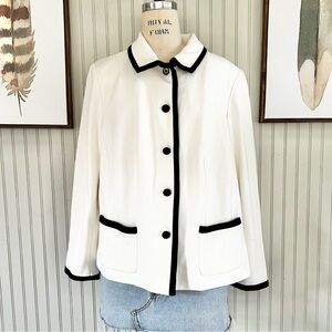 Ralph Lauren Two Tone Structured Blazer White Plus Size 18